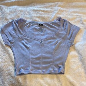 SO Women's Light Blue Ribbed Top